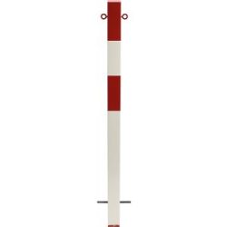 Sperrpfosten Morion, zum Einbetonieren, 70 x 70 mm, rot-weiß lackiert, 2 Ösen Moravia