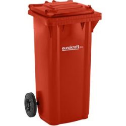 Mülltonne aus Kunststoff DIN EN 840, Volumen 120 l, BxHxT 505 x 1005 x 555 mm, rot, ab 5 Stk eurokraft pro