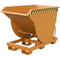 Kippbehälter, schmale Ausführung, Volumen 0,75 m³, Traglast 3000 kg, orange RAL 2000 eurokraft pro