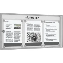 kaiserkraft Preiswertschaukasten, grauweiß, Querformat, für 3 x DIN A4