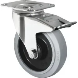 kaiserkraft Elastik-Reifen auf PA-Felge, Rad-Ø x Breite 80 x 35 mm, Lenkrolle mit Doppelstopp
