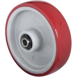 kaiserkraft PU-Rad, rot auf Polyamidfelge, Rollenlager in Edelstahl, ab 2 Stk, Rad-Ø x Breite 100 x 32 mm