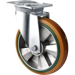 kaiserkraft PU-/PU-Elastik-Reifen, braun / grün, Rad-Ø x Breite 160 x 50 mm, ab 2 Stk, Lenkrolle