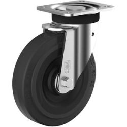 Elastik-Vollgummi-Rad auf Stahlfelge, Rad-Ø x Breite 200 x 50 mm, Lenkrolle Wicke