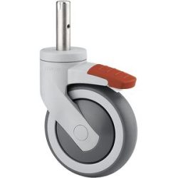 Kunststoffrolle, mit Zapfen, Rad-Ø x Breite 125 x 32 mm, Lenkrolle mit Doppelstopp TENTE