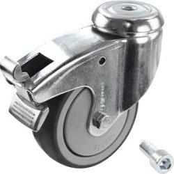 Gummireifen, thermoplastisch, mit Gewindestift, Rad-Ø x Breite 125 x 32 mm, Lenkrolle mit Doppelstopp Proroll