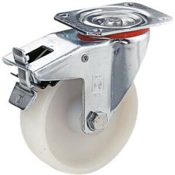 Polyamid-Rad, Gehäuse Stahlblech, Rad-Ø x Breite 125 x 38 mm, Lenkrolle mit Doppelstopp, Gleitlager Wicke