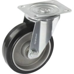 Elastik-Vollgummi-Reifen, schwarz, Rad-Ø x Breite 125 x 40 mm, Lenkrolle Proroll
