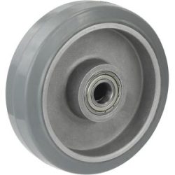 Elastik-Vollgummi-Reifen, grau, Präzisionskugellager, Rad-Ø x Breite 125 x 40 mm, Stegfelge Proroll