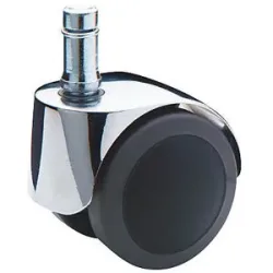 Stuhlrolle, Rad-Ø 50 mm, VE 5 Stk, mit Steckbolzen mit Klemmring, verchromt, 10 x 22 mm, weich, für harte Böden Proroll