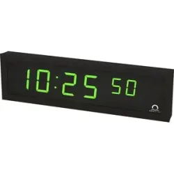 kaiserkraft LED-Digitaluhr, HxBxT 118 x 423 x 39 mm, schwarz, grüne LED
