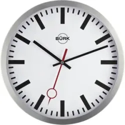 kaiserkraft Wanduhr aus geschliffenem Aluminium, Funkuhrwerk, Ø 300 mm, Zifferblatt weiß