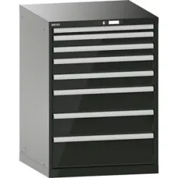 Schubladenschrank, mit Akkuladefunktion, BxTxH 717 x 725 x 1000 mm, 8 Schubladen, 1 x 230V, schwarz, CH LISTA
