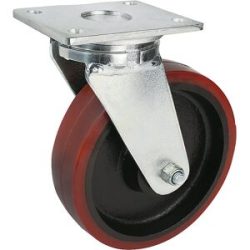 Polyurethan-Reifen, Plattenmaß 138 x 110 mm, Rad-Ø x Breite 125 x 50 mm, Lenkrolle Proroll