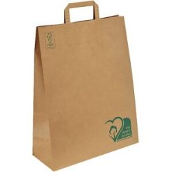 Papiertragetasche, recyceltes Papier, braun, VE 250 Stk, LxBxH 320 x 140 x 420 mm, 80 g/m² ratioform terra