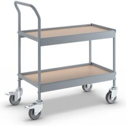 Abräumwagen, LxBxH 720 x 380 x 855 mm, mit 4 Lenkrollen, 2 mit Doppelstopp, Rad-Ø 100 mm eurokraft pro
