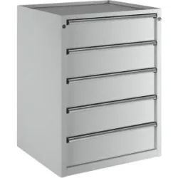 Schubladenschrank, BxT 760 x 675 mm, Schubladentraglast 100 kg, 5 Schubladen, Höhe 980 mm, Front lichtgrau ANKE