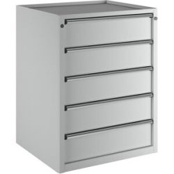 Schubladenschrank, BxT 760 x 675 mm, Schubladentraglast 200 kg, 5 Schubladen, Höhe 980 mm, Front lichtgrau ANKE