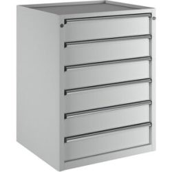 Schubladenschrank, BxT 760 x 675 mm, Schubladentraglast 200 kg, 6 Schubladen, Höhe 980 mm, Front lichtgrau ANKE