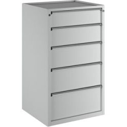 Schubladenschrank, BxT 760 x 675 mm, Schubladentraglast 200 kg, 5 Schubladen, Höhe 1280 mm, Front lichtgrau ANKE
