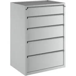 Schubladenschrank, BxT 910 x 675 mm, Schubladentraglast 100 kg, 5 Schubladen, Höhe 1280 mm, Front lichtgrau ANKE
