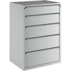 Schubladenschrank, BxT 910 x 675 mm, Schubladentraglast 200 kg, 5 Schubladen, Höhe 1280 mm, Front lichtgrau ANKE