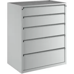 Schubladenschrank, BxT 1060 x 675 mm, Schubladentraglast 100 kg, 5 Schubladen, Höhe 1280 mm, Front lichtgrau ANKE