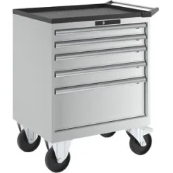 Schubladenschrank, fahrbar, BxTxH 717 x 572 x 962 mm, Schubladen 2 x 75 / 2 x 100 / 1 x 250 mm, lichtgrau LISTA