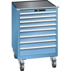 Schubladenschrank, fahrbar, BxT 717 x 725 mm, 8 Schubladen, lichtblau LISTA