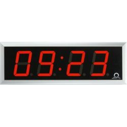 kaiserkraft LED-Digitaluhr, HxBxT 118 x 333 x 39 mm, silber, rote LED