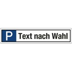 kaiserkraft Parkplatzkennzeichen, Aluminium, P / individueller 1-zeiliger Text, LxH 520 x 110 mm