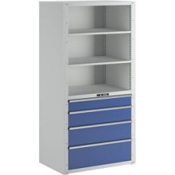 Schubladenregal, 3 Universal-, 2 Verstellböden, 4 Schubladen, Grundfeld LISTA