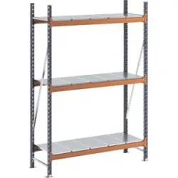 kaiserkraft Weitspannregal, Feldlast 1600 kg, mit Stahlblechböden, HxBxT 2000 x 1400 x 600 mm, Grundregal