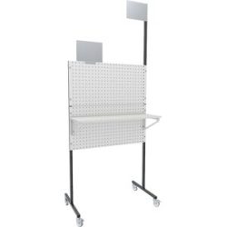 Organisations-Stellwand, mobil, 2 Lochbleche, 2 Glattbleche, 1 Ablageboden, 4 Lenkrollen eurokraft pro