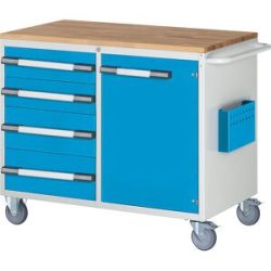 Kompaktwerkbank, fahrbar, 4 Schubladen, 1 Tür, HxB 975 x 1145 mm eurokraft pro
