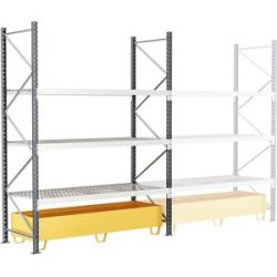 kaiserkraft Weitspannregal mit Wanne, B 1800 mm, HxT 2500 x 800 mm, Fachlast 284 kg, Grundregal