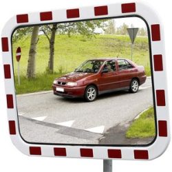 Verkehrsspiegel aus Acrylglas, Polystyrol-Rahmen, rechteckig, BxH 800 x 600 mm Dan-MIRROR