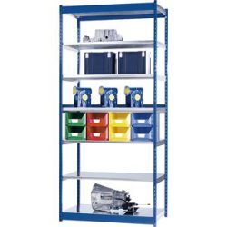Stabil-Steckregal, einseitig, Regalhöhe 3000 mm, blau/verzinkt, Bodenbreite 1325 mm, Grundregal, Breite x Tiefe 1325 x 600 mm hofe