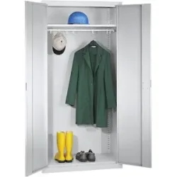 Putzmittelschrank, 1 Hutablage, 1 Kleiderstange, lichtgrau eurokraft pro