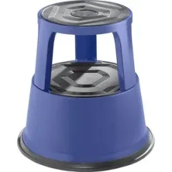 Rollhocker aus stabilem Stahlblech, Höhe belastet 420 mm, drei Gleitrollen, blau, ab 3 Stk eurokraft pro