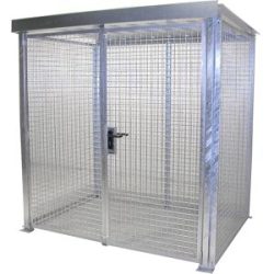 Gasflaschen-Gittercontainer, mit Dach und Doppelflügeltor, BxT 2100 x 1500 mm eurokraft pro