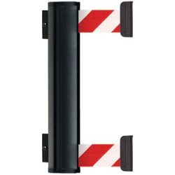kaiserkraft Gurtbandkassette DOUBLE aus Aluminium, Bandauszug max. 2300 mm, Gurtfarbe Rot / Weiß