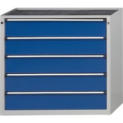 Schubladenschrank ohne Platte, Breite 1060 mm, Schubladentraglast 200 kg, 5 Schubladen, Front enzianblau ANKE