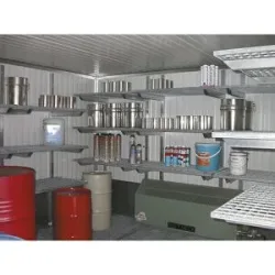 Gitterrostregal-Set, 3 Lagerebenen, an Containerwand vormontiert, verzinkt, BxT 1800 x 500 mm LaCont