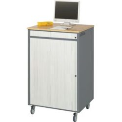 Computer-Arbeitsplatz, HxBxT 1100 x 720 x 660 mm, fahrbar, anthrazit-metallic / enzianblau RAU