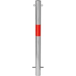 Sperrpfosten Morion, zum Einbetonieren, Ø 90 mm, feuerverzinkt / rot reflektierend, 2 Ösen Moravia
