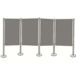 Präsentationswand-Set, Filz, grau, 4 Pinntafeln, 5 Säulen magnetoplan