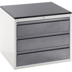 Schubladenschrank mit Teleskopführungen, Höhe 640 mm, Schubladen 3 x 180 mm, lichtgrau / anthrazit, Breite 770 mm RAU