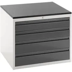Schubladenschrank mit Teleskopführungen, Höhe 640 mm, Schubladen 2 x 120, 2 x 150 mm, lichtgrau / anthrazit, Breite 770 mm RAU