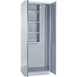 kaiserkraft Geräte- und Putzmittelschrank, Breite 750 mm, Vollblechtüren, lichtgrau